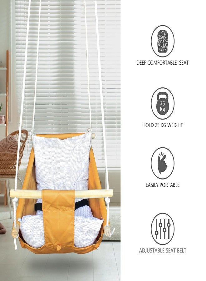 BOFFLE أرجوحة بوفل للأطفال الرضع والصغار، كرسي أرجوحة للنوم للأطفال حديثي الولادة، أرجوحة زولا داخلية وخارجية، كرسي خشبي معلق للأطفال حتى عمر سنتين - Image 2